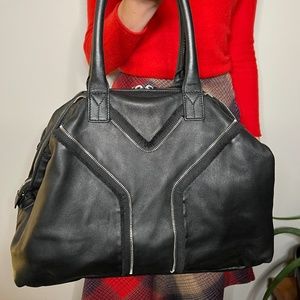 YSL “Easy Y” Black Leather Large Tote Bag